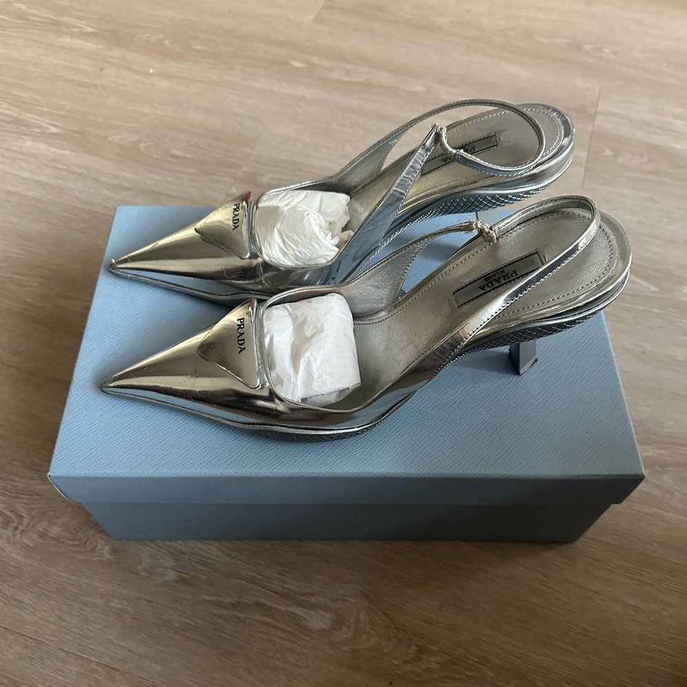 Prada Metallic Slingback